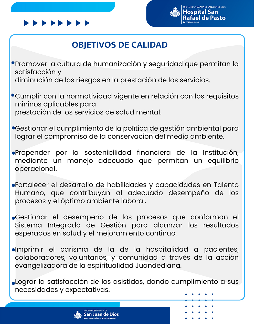 OBJETIVOS DE CALIDAD